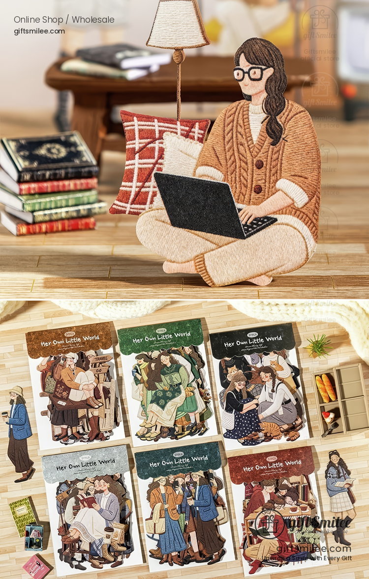 Die-Cut Borderless Embroidery-Texture Sticker Pack | KS-SA-4381