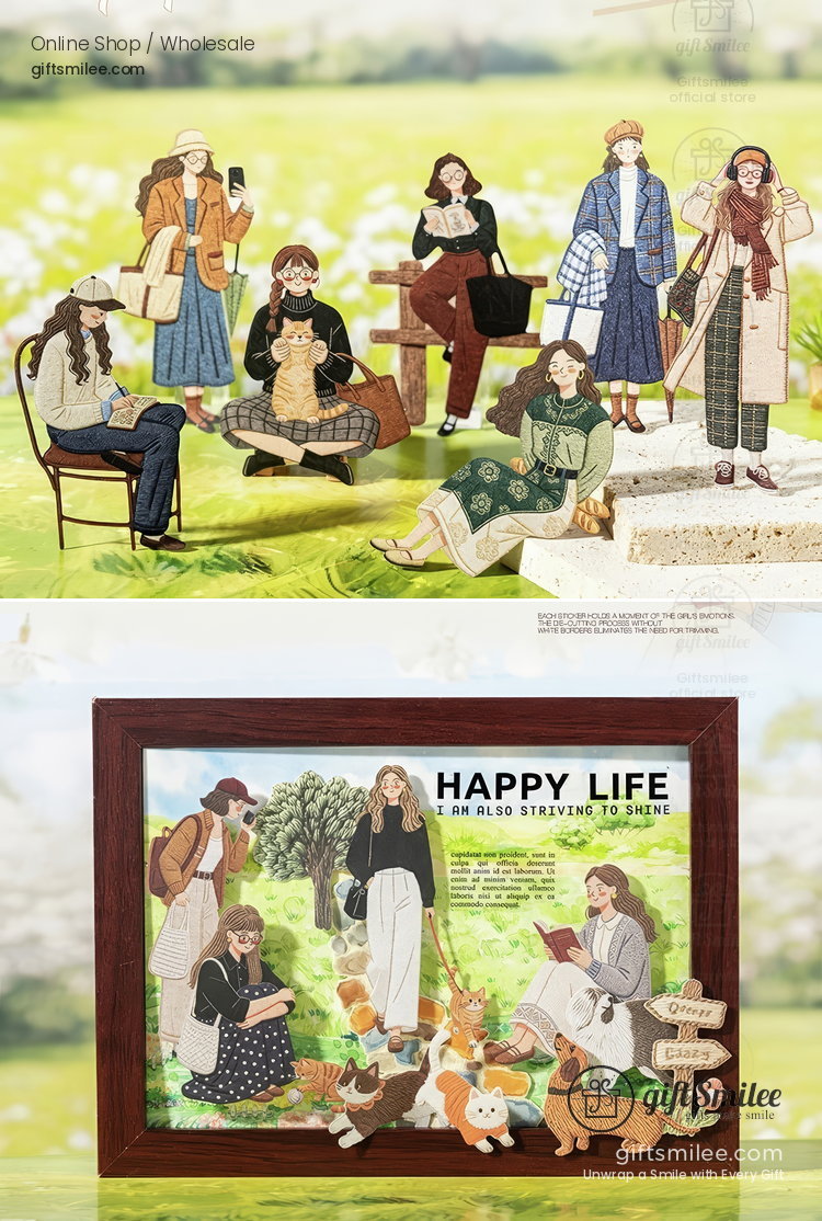 Die-Cut Borderless Embroidery-Texture Sticker Pack | KS-SA-4381