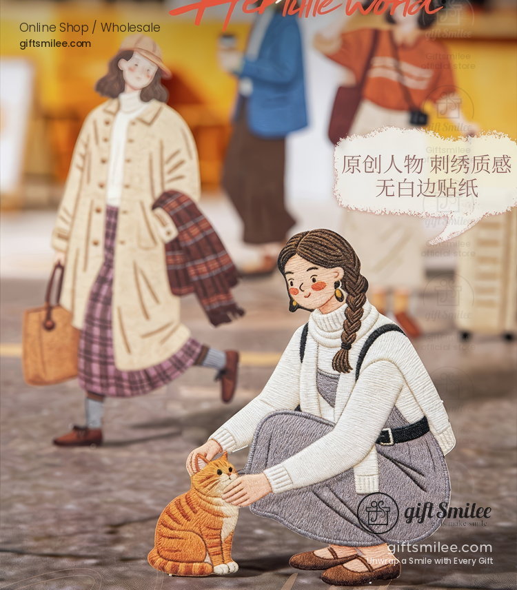 Die-Cut Borderless Embroidery-Texture Sticker Pack | KS-SA-4381