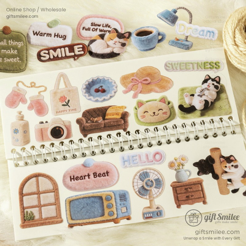 3D Flocked Puffy Hard Cardstock Die-Cut Decorative Sticker Pack | KS-SA-4382