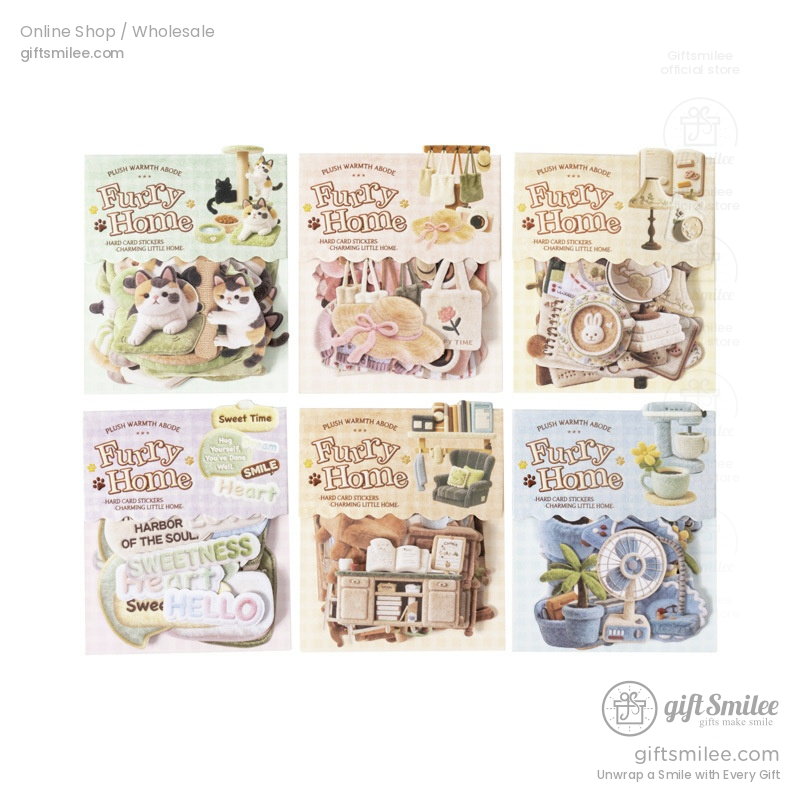 3D Flocked Puffy Hard Cardstock Die-Cut Decorative Sticker Pack | KS-SA-4382
