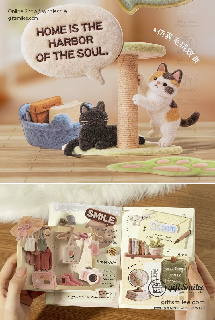 3D Flocked Puffy Hard Cardstock Die-Cut Decorative Sticker Pack | KS-SA-4382