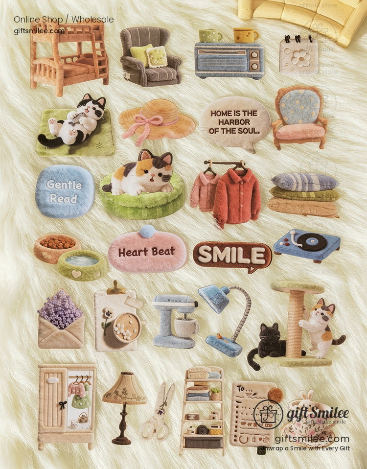 3D Flocked Puffy Hard Cardstock Die-Cut Decorative Sticker Pack | KS-SA-4382