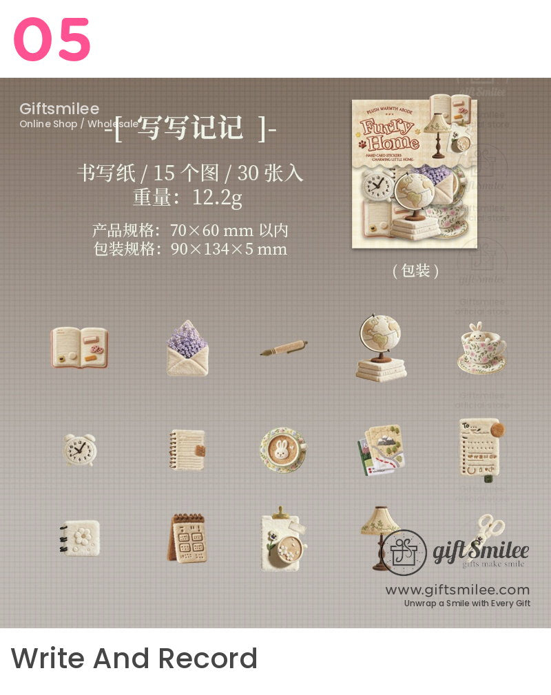 3D Flocked Puffy Hard Cardstock Die-Cut Decorative Sticker Pack | KS-SA-4382