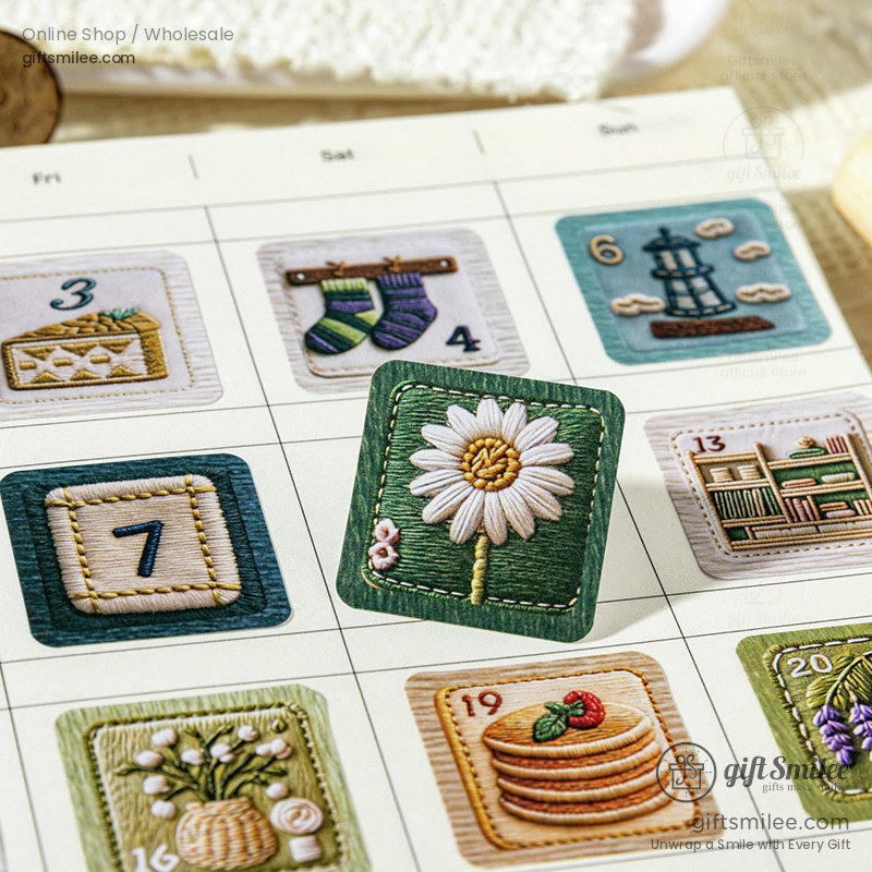 Embroidery-Texture Numbered 50-Day Matte Sticker Book | KS-SA-4383