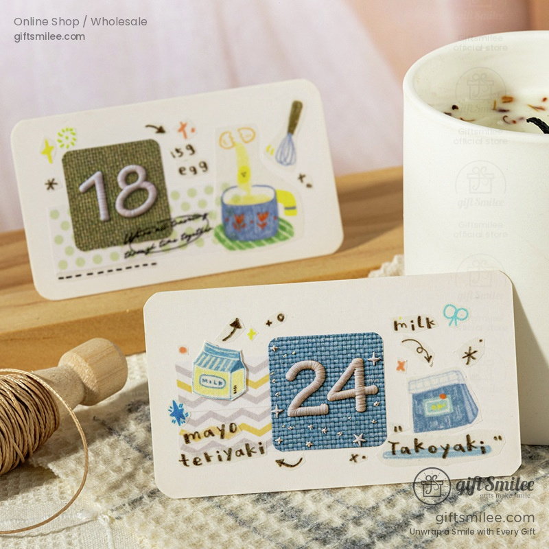 Embroidery-Texture Numbered 50-Day Matte Sticker Book | KS-SA-4383