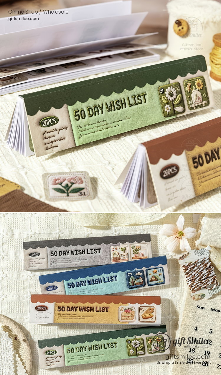 Embroidery-Texture Numbered 50-Day Matte Sticker Book | KS-SA-4383
