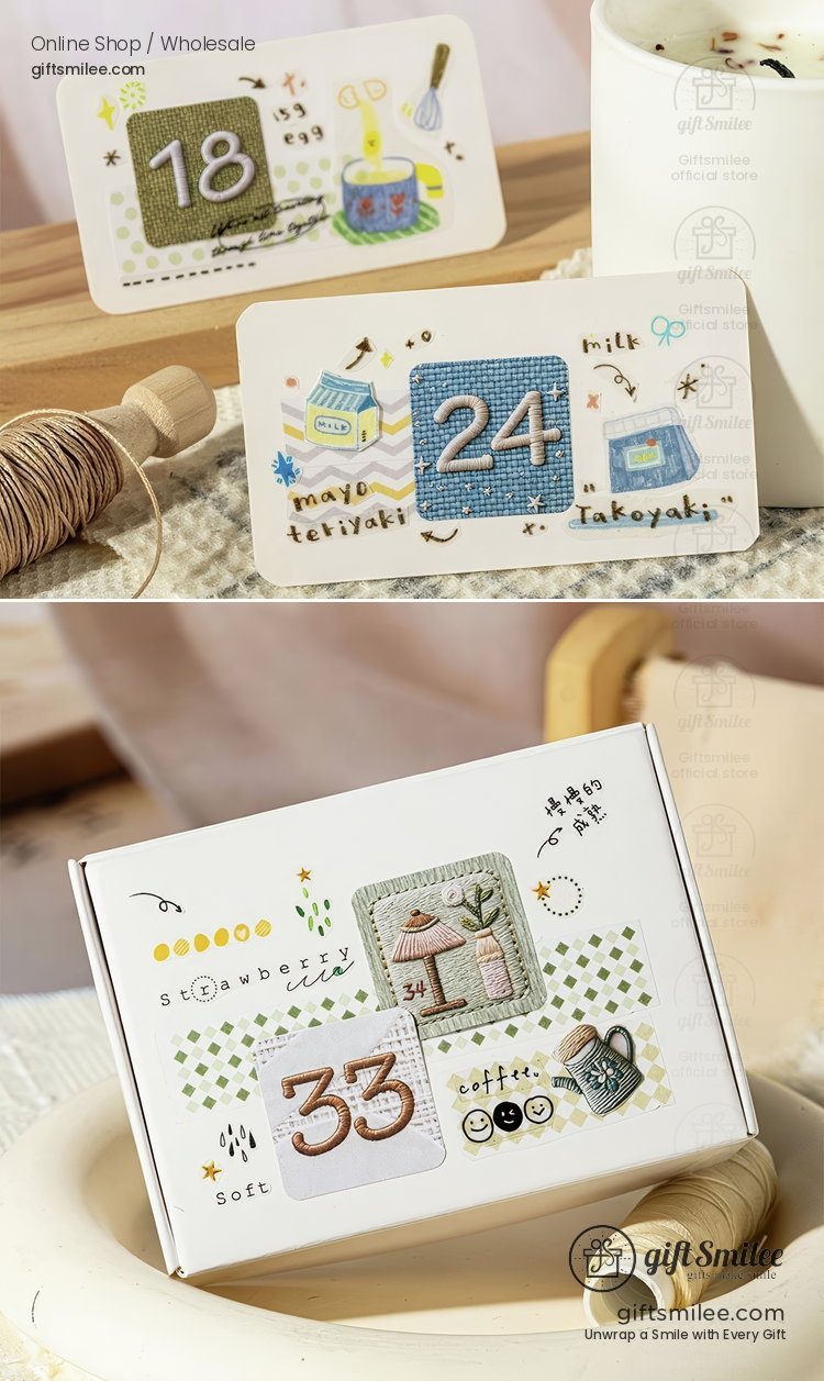 Embroidery-Texture Numbered 50-Day Matte Sticker Book | KS-SA-4383