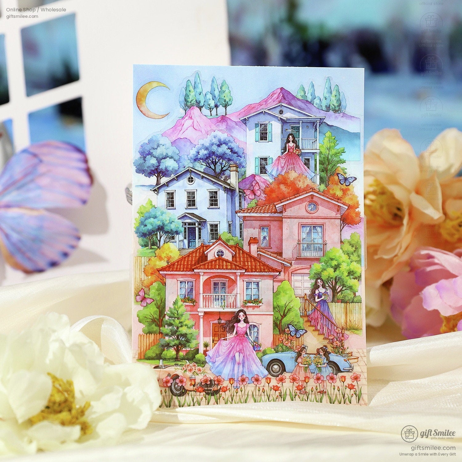 Layerable Die‑Cut Watercolor Scenery Scenery Sticker Set | KS-SA-4387