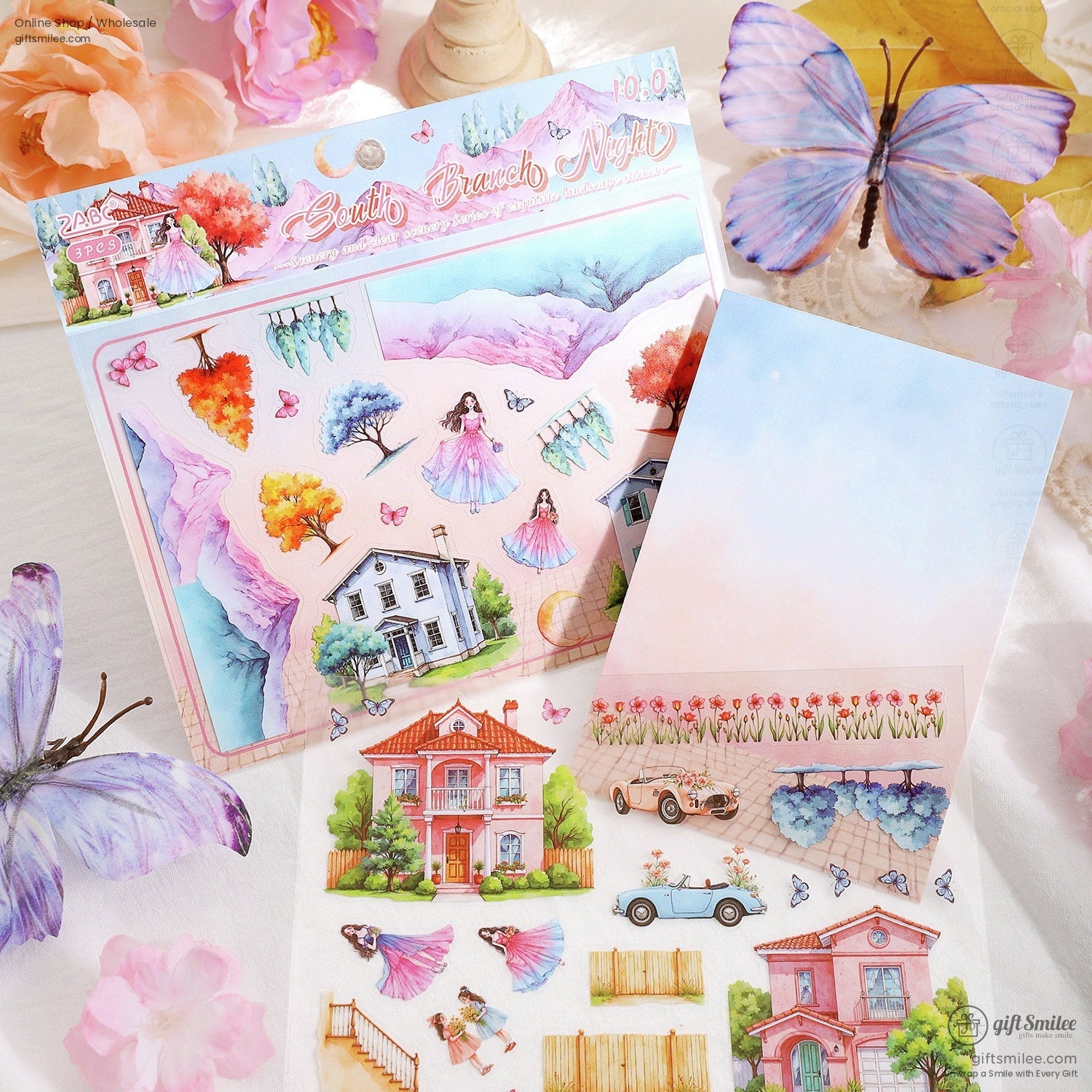 Layerable Die‑Cut Watercolor Scenery Scenery Sticker Set | KS-SA-4387