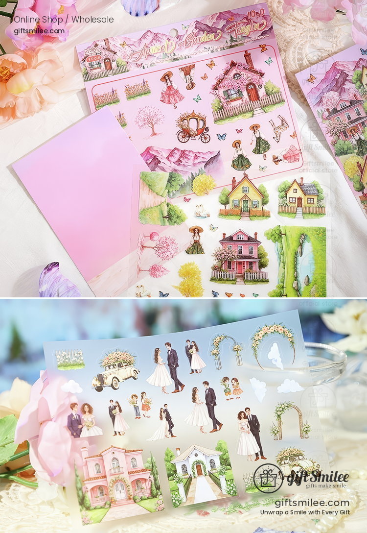 Layerable Die‑Cut Watercolor Scenery Scenery Sticker Set | KS-SA-4387