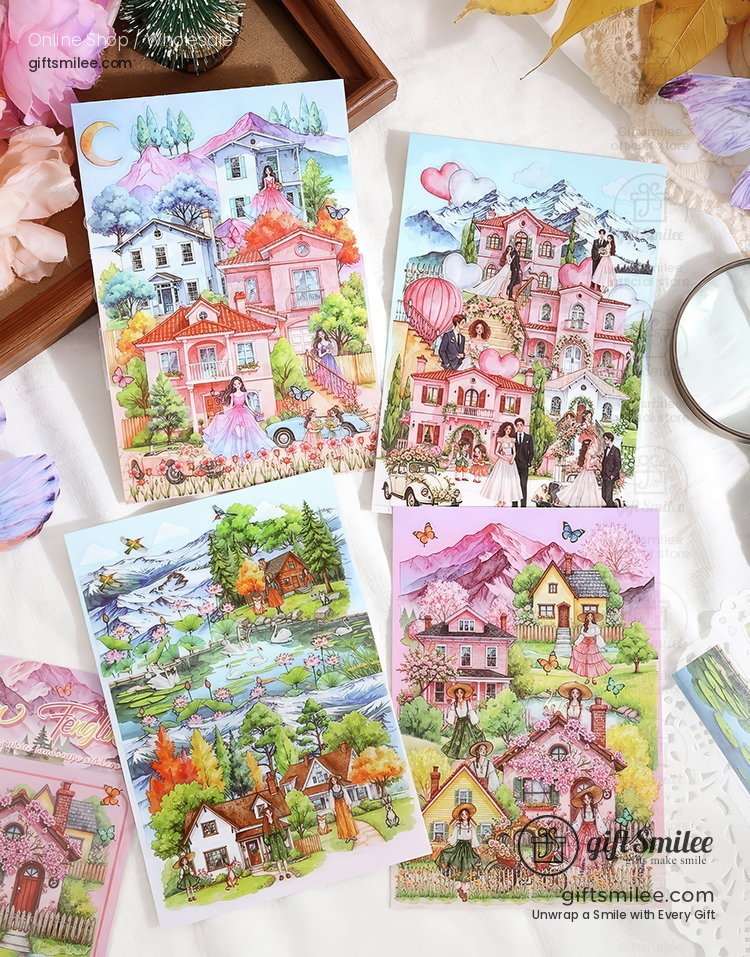 Layerable Die‑Cut Watercolor Scenery Scenery Sticker Set | KS-SA-4387