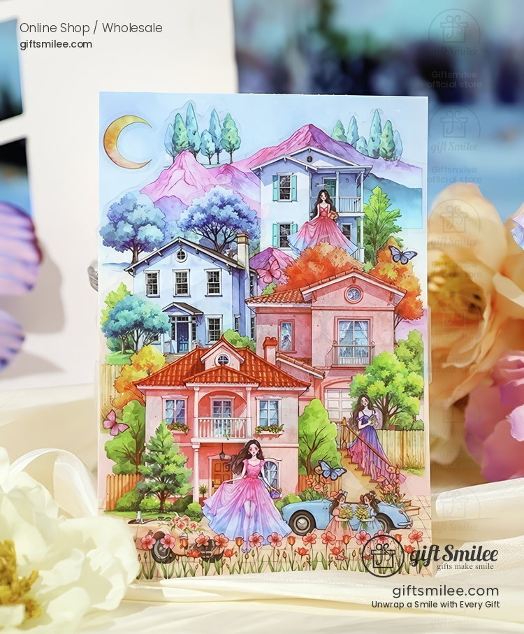 Layerable Die‑Cut Watercolor Scenery Scenery Sticker Set | KS-SA-4387