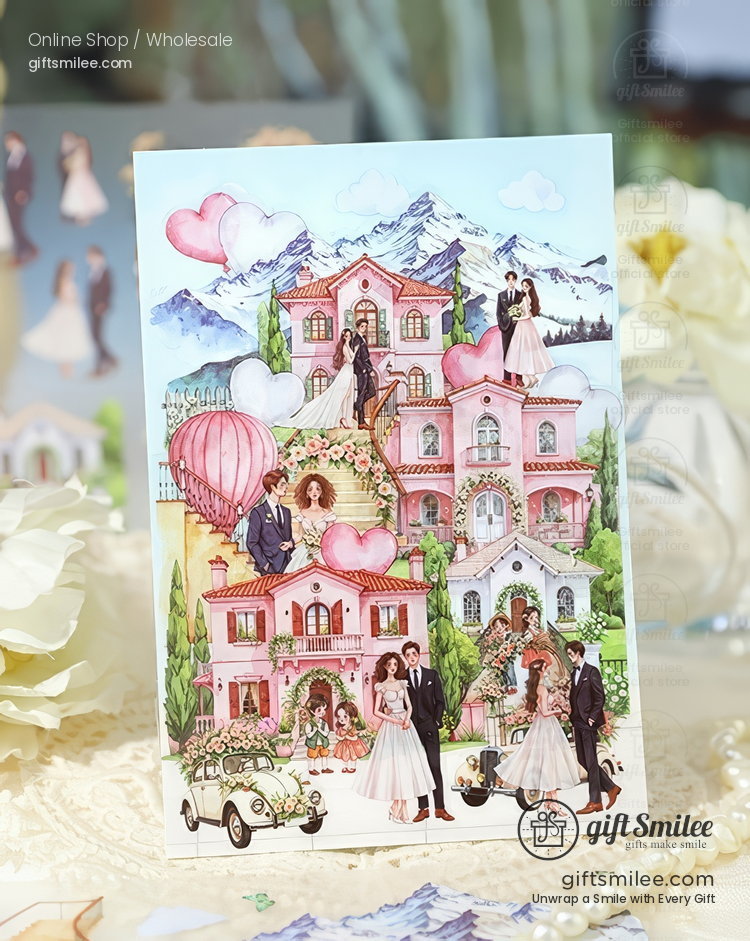 Layerable Die‑Cut Watercolor Scenery Scenery Sticker Set | KS-SA-4387