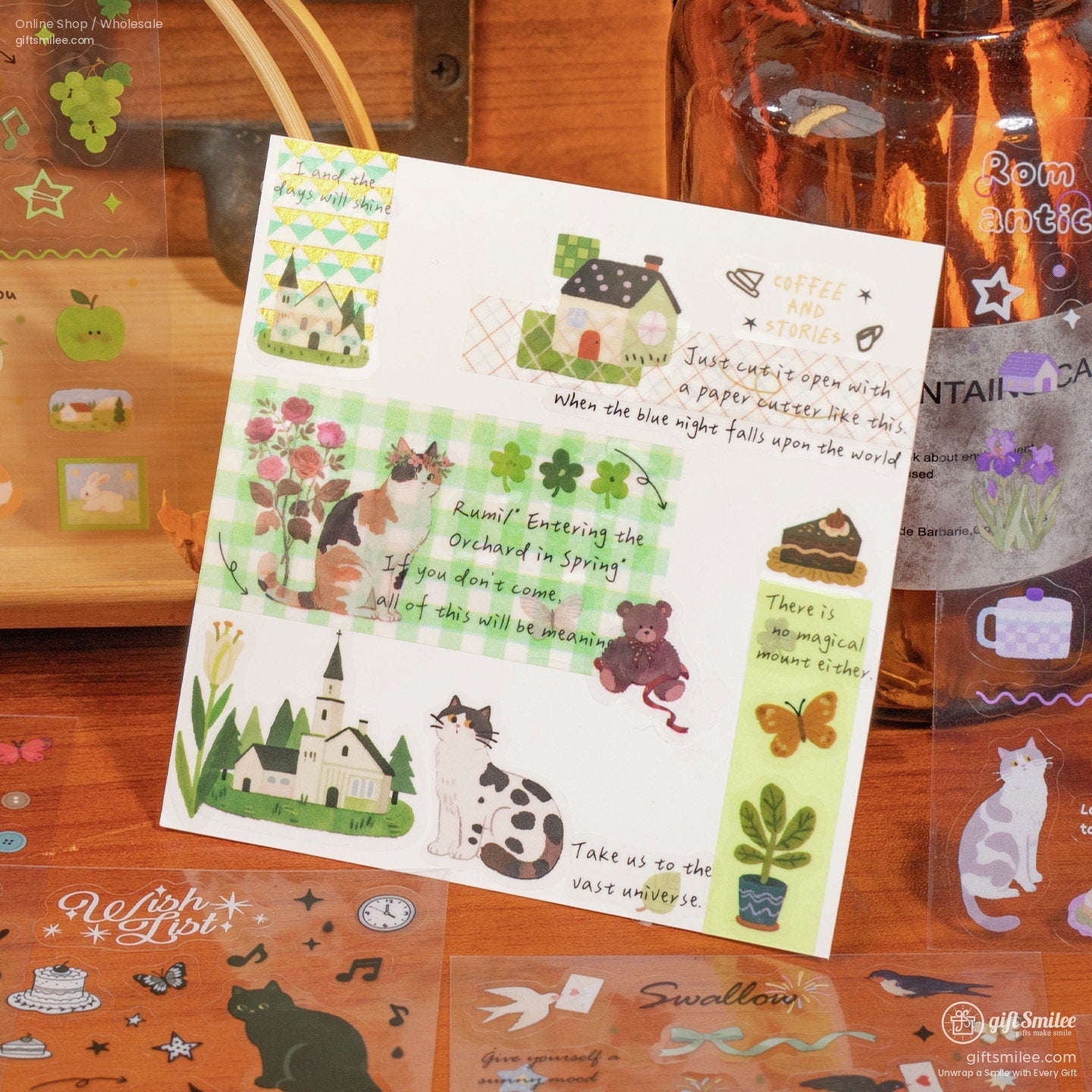 Pet Kiss-Cut Cat Forest 20P Sticker Book | KS-SA-4420