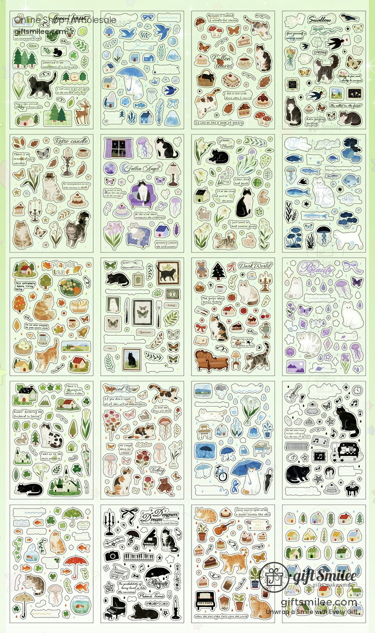 Pet Kiss-Cut Cat Forest 20P Sticker Book | KS-SA-4420