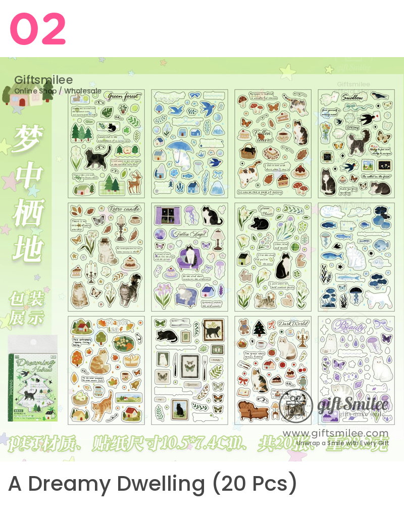Pet Kiss-Cut Cat Forest 20P Sticker Book | KS-SA-4420