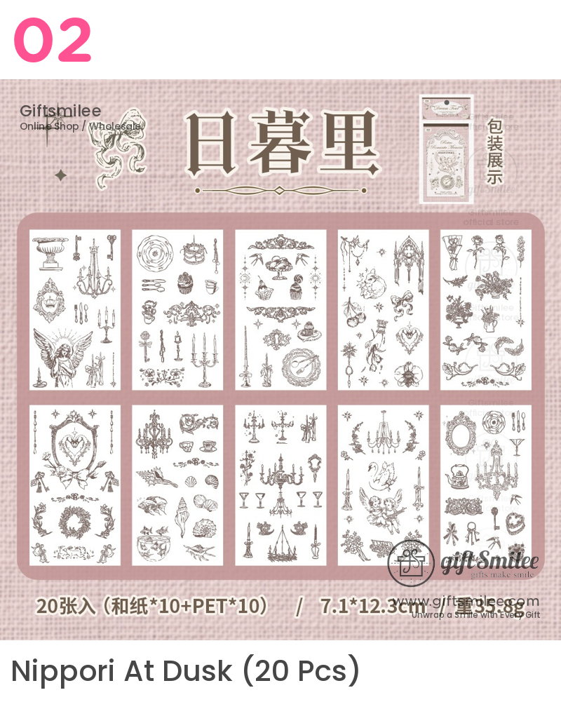 Dual-Material Kiss-Cut Vintage Line Art Sticker Book | KS-SA-4421