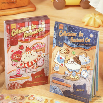 Glossy Paper Die-Cut Patchwork Cat 20Pcs Sticker Book | KS-SA-4424