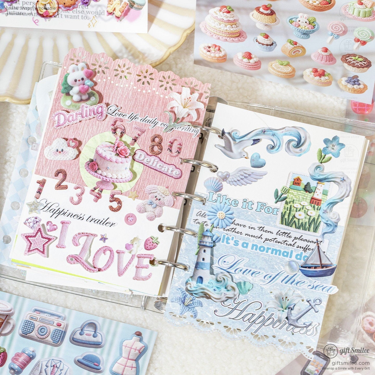 Coated Paper Embroidery Texture 20Pcs Sticker Book | KS-SA-4425