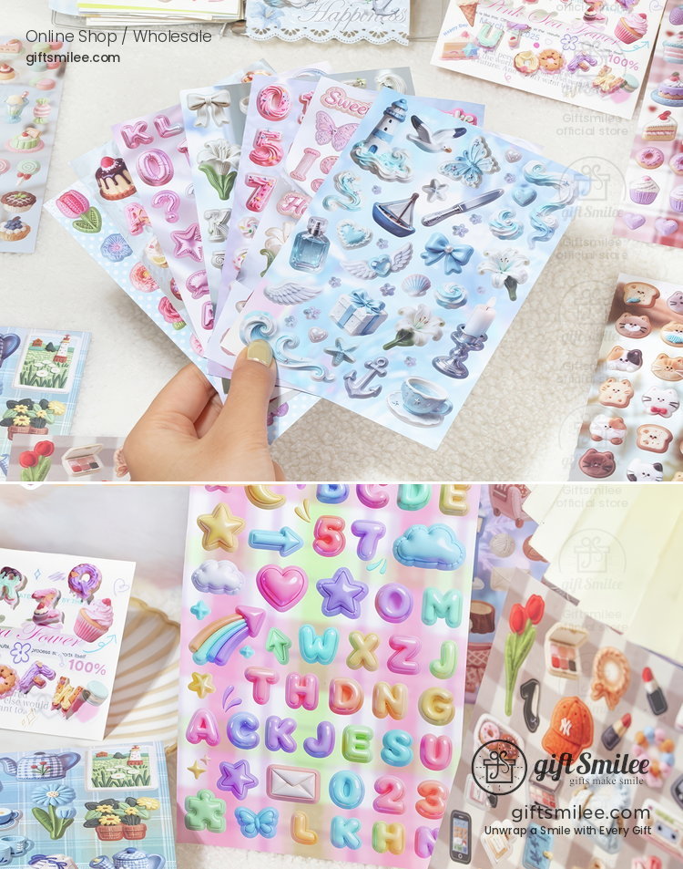 Coated Paper Embroidery Texture 20Pcs Sticker Book | KS-SA-4425