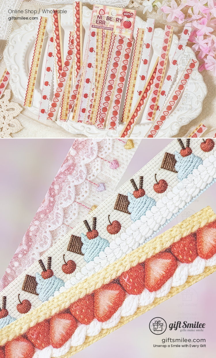 Knit Berry Lace Border 40Pcs Sticker Pack | KS-SA-4426