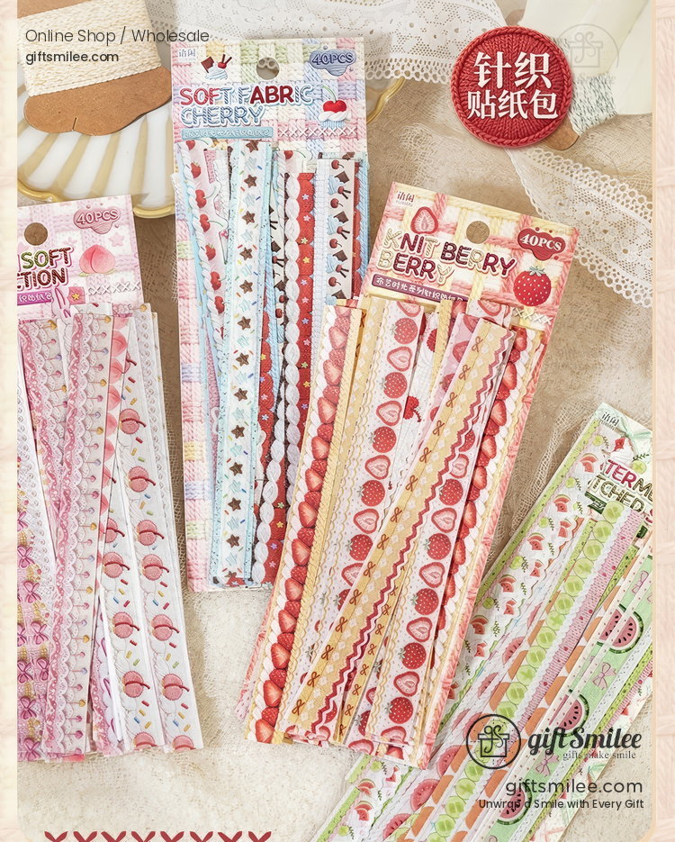 Knit Berry Lace Border 40Pcs Sticker Pack | KS-SA-4426