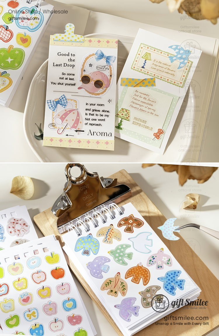 Spiral Bound Die-Cut Kawaii Daily Motifs Sticker Book | KS-SA-4428