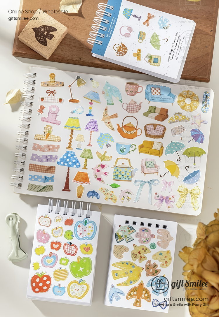 Spiral Bound Die-Cut Kawaii Daily Motifs Sticker Book | KS-SA-4428