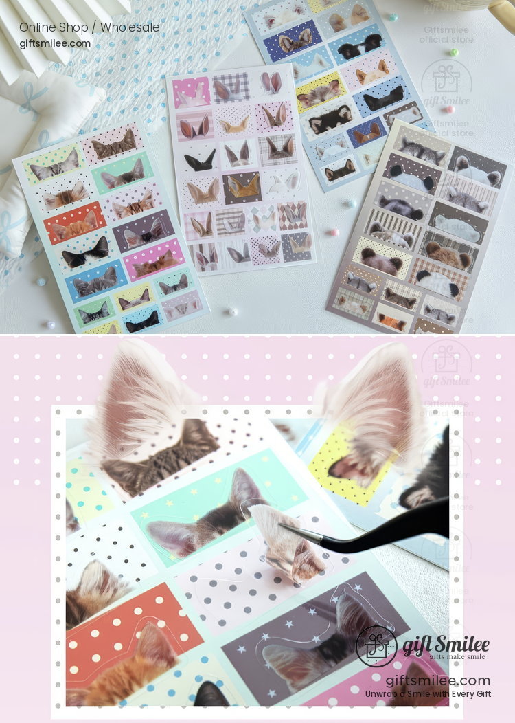 Pet Transparent Cute Animal Ears Decorative Stickers | KS-SA-4429