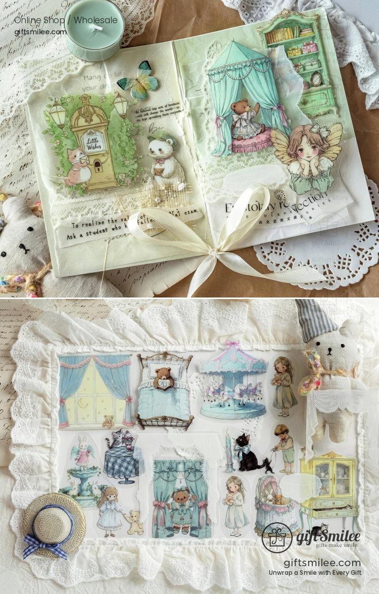 Dual-Material Vintage Fairy Tale Aesthetic Decorative Sticker Pack | KS-SA-4430