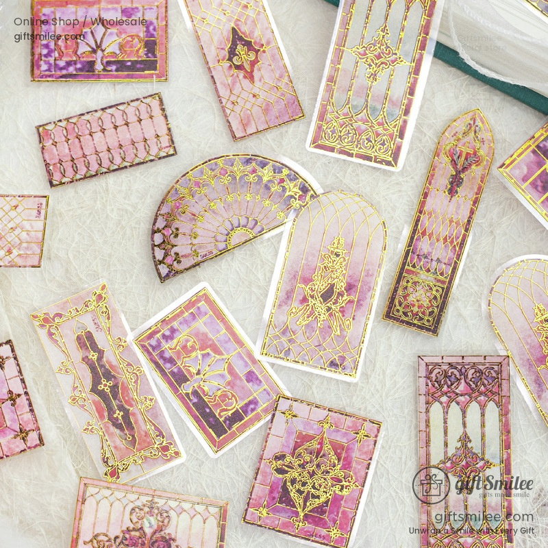 Transparent Gold-Foil Vintage Stained-Glass Sticker Pack | KS-SA-4431