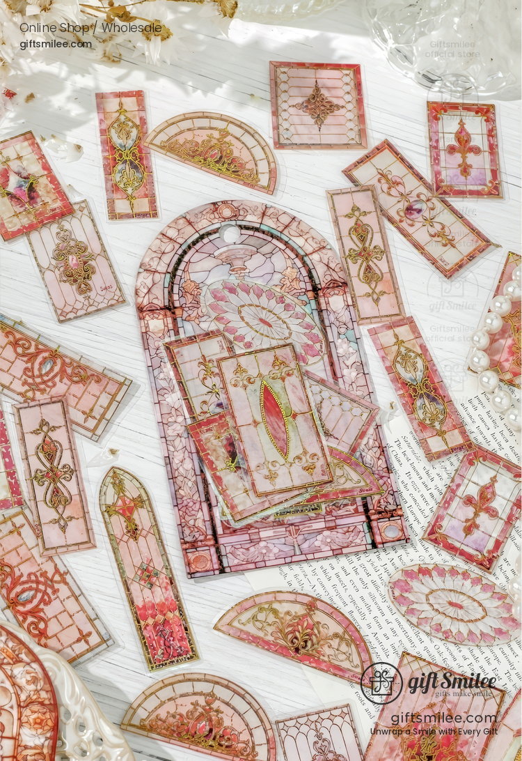 Transparent Gold-Foil Vintage Stained-Glass Sticker Pack | KS-SA-4431