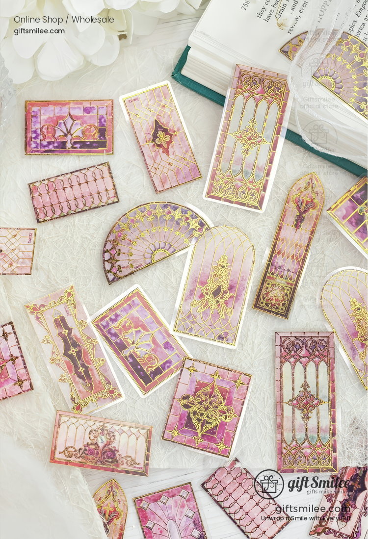 Transparent Gold-Foil Vintage Stained-Glass Sticker Pack | KS-SA-4431