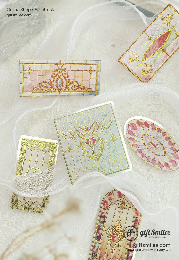 Transparent Gold-Foil Vintage Stained-Glass Sticker Pack | KS-SA-4431