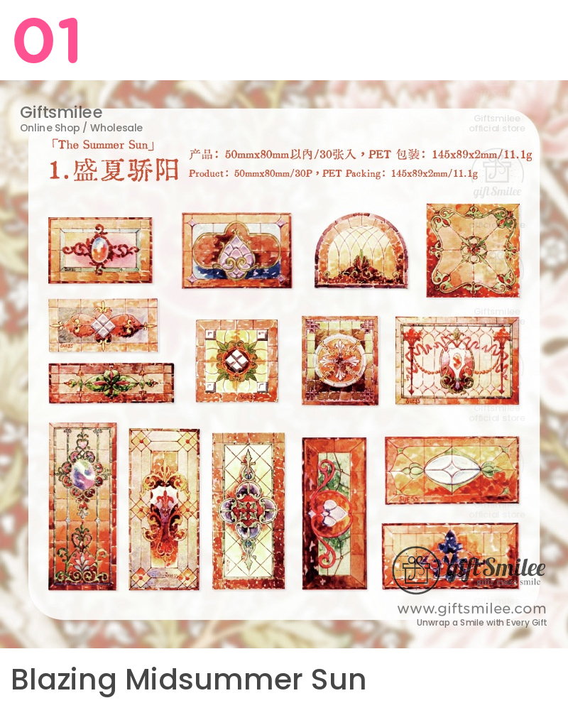 Transparent Gold-Foil Vintage Stained-Glass Sticker Pack | KS-SA-4431