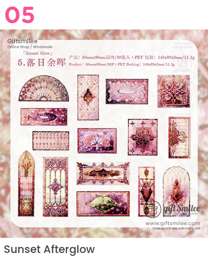 Transparent Gold-Foil Vintage Stained-Glass Sticker Pack | KS-SA-4431