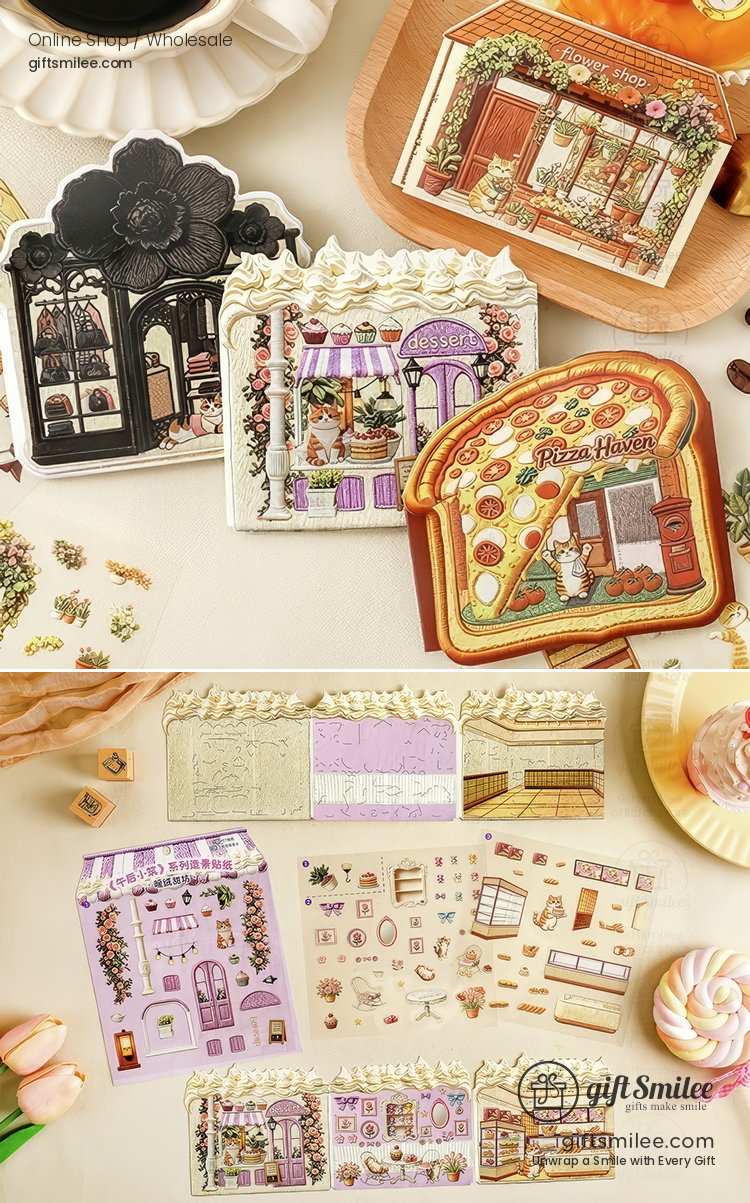 Textured Pet Fold-Out Mini Scene 3D Scene Stickers | KS-SA-4432