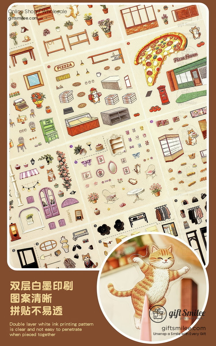 Textured Pet Fold-Out Mini Scene 3D Scene Stickers | KS-SA-4432