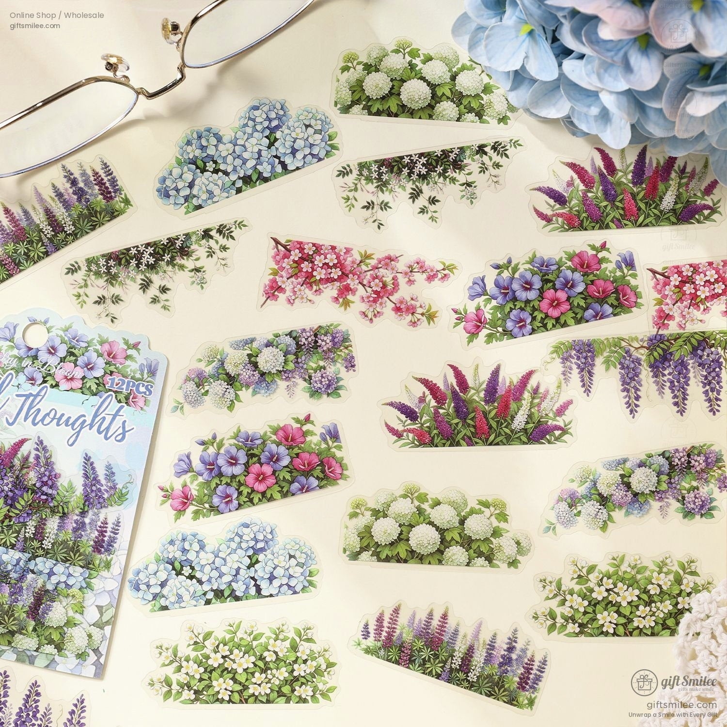 Transparent Pet Waterproof Floral Landscape Sticker Pack | KS-SA-4433