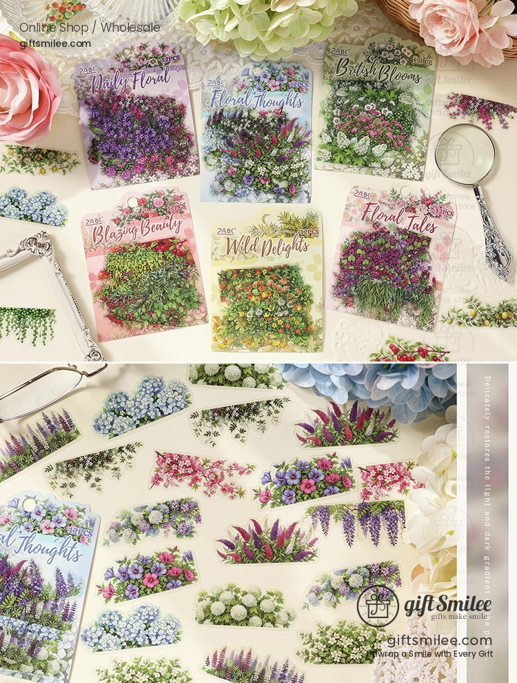 Transparent Pet Waterproof Floral Landscape Sticker Pack | KS-SA-4433