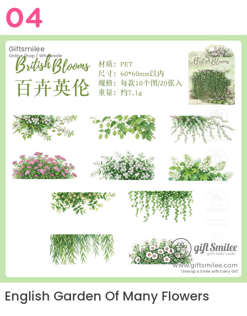 Transparent Pet Waterproof Floral Landscape Sticker Pack | KS-SA-4433