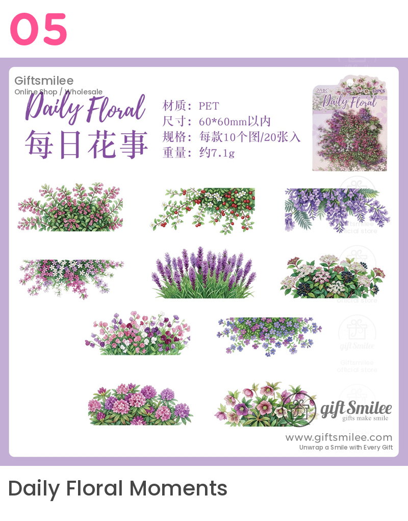 Transparent Pet Waterproof Floral Landscape Sticker Pack | KS-SA-4433