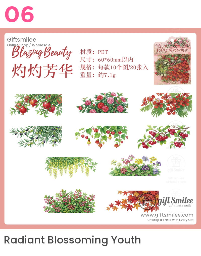 Transparent Pet Waterproof Floral Landscape Sticker Pack | KS-SA-4433
