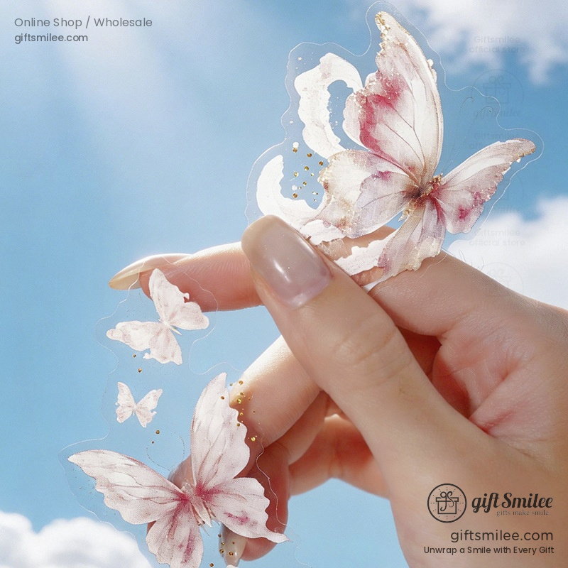 Large Transparent Pet Holographic Butterfly Sticker Pack | KS-SA-4434