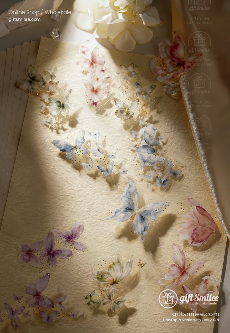 Large Transparent Pet Holographic Butterfly Sticker Pack | KS-SA-4434