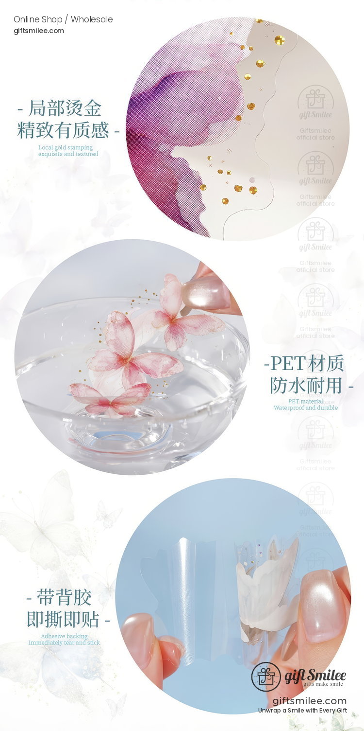Large Transparent Pet Holographic Butterfly Sticker Pack | KS-SA-4434