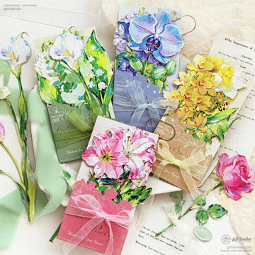 Writable Hard Card Floral Illustration 10Pcs Sticker Pack | KS-SA-4436