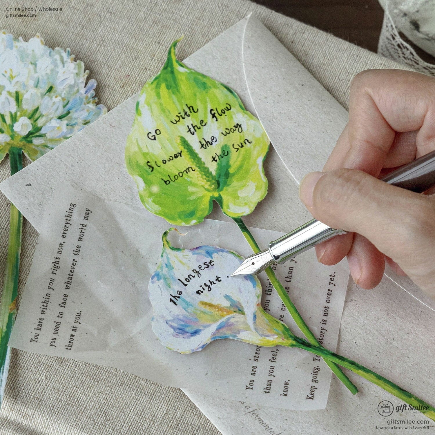 Writable Hard Card Floral Illustration 10Pcs Sticker Pack | KS-SA-4436