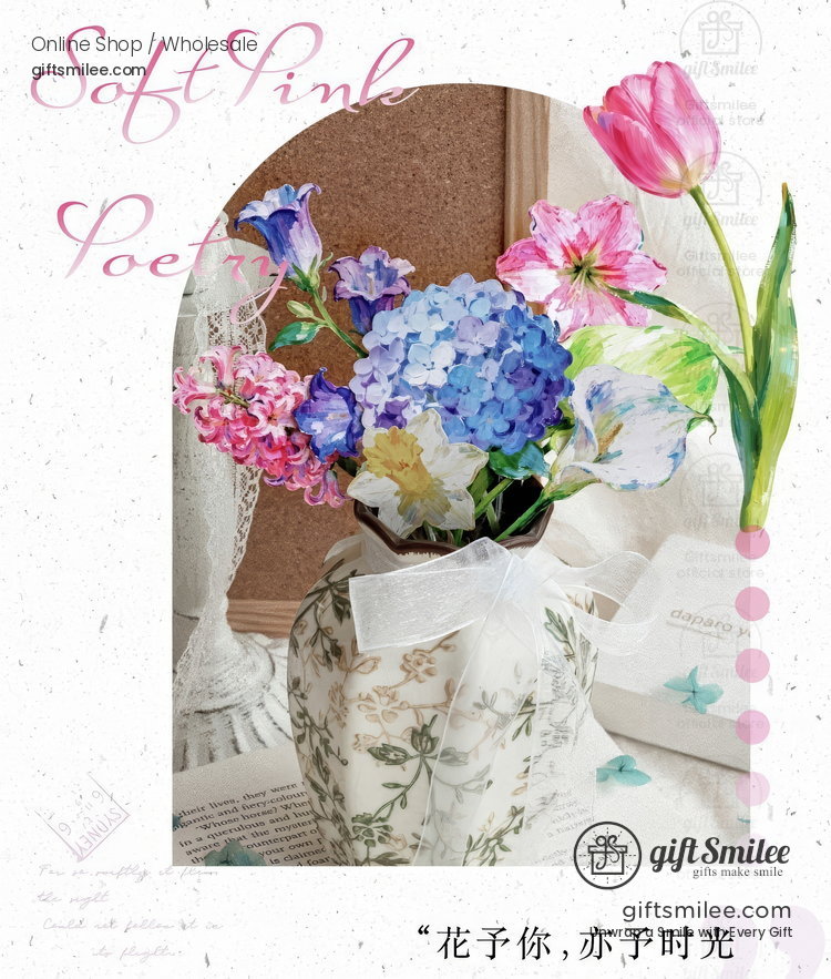 Writable Hard Card Floral Illustration 10Pcs Sticker Pack | KS-SA-4436